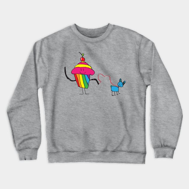 Cupcake Walking Bunny Crewneck Sweatshirt by SchaubDesign